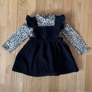 GAP Corduroy Pinafore Dress and Floral Turtleneck Onesie Set